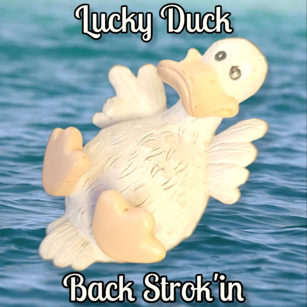 Vtg Lucky Duck Figurine Back Stroke Swimming Daffy Lovers